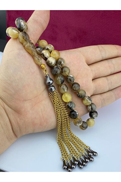 Tesbih Store Fossil Drop Amber 11mm Original Amber in Velvet Box