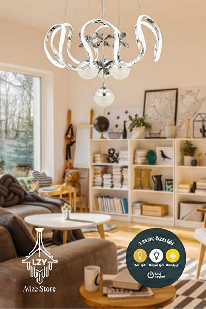 Lzy Avize Store Modern Riva Krom 3 Renk Işık Özellikli Power Led Kaplama Sark...