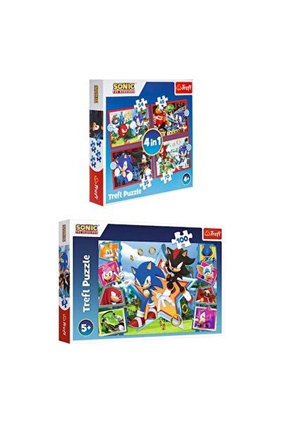 Trefl Set of 2 Sonic The Hedgehog Puzzles – 100 pcs + 4-in-1 (35/48/54/70 pcs) –