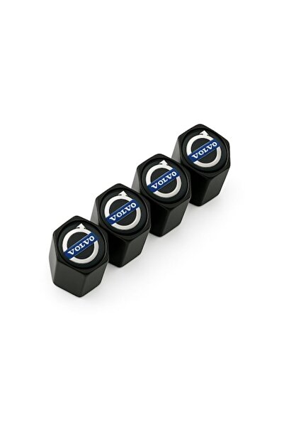 Volvo Valve Caps – Hexagon Premium, Black, Set of 4