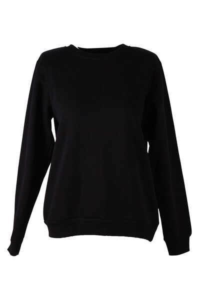 trender 3 İp Ş Fleece-Lined O Neck Black Women's Sweatshirt 26Kl71S95002