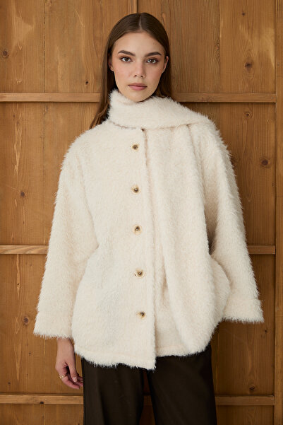 JASTE Women's Plush Shawl Collar Oversized Cardigan