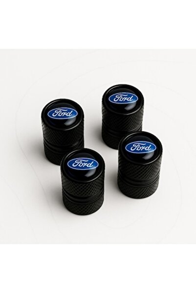 Ford Set de 4 capace de valvă pentru anvelope – aluminiu negru, logo oficial