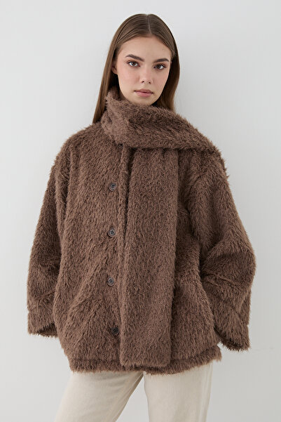 JASTE Women's Plush Shawl Collar Oversized Cardigan