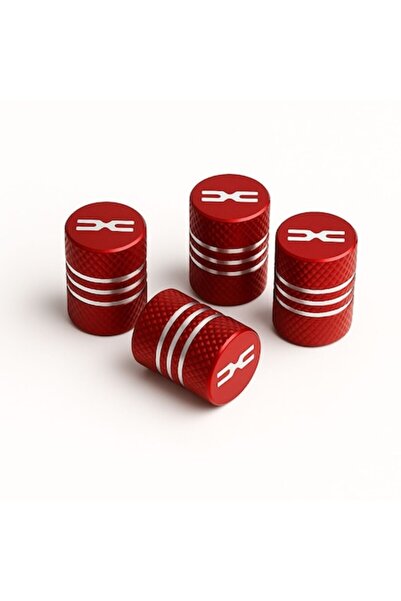 OEM Set de 4 capace de supapă din aluminiu roșii cu emblemă Dacia albă, desig...