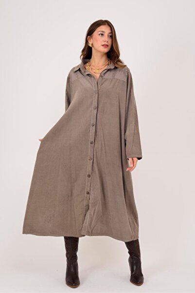 Park Moda 11429 ROCHIE DE CATIFELĂ CU DETALII DE PIELE DE CĂPĂTĂ CU FLORI LOVA