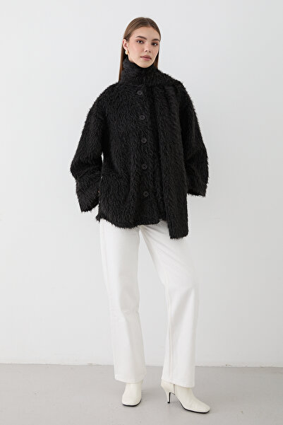 JASTE Women's Plush Shawl Collar Oversized Cardigan