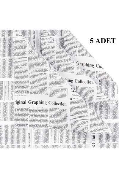 roco paper ورق تغليف الزهور بنمط الجريدة، 5 قطع، ورق هدايا OPP مطبوع مزدوج غير لامع، أبيض، 58×58 سم