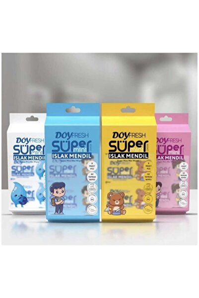 DOYFRESh Mini Wet Wipes Bag, Pocket Wipes Portable Hygienic for Children's School (8 Li 8 Pack 64 Sheets)