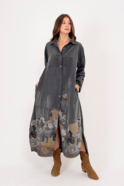 Park Moda 10974 ROCHIE DE CAMĂȘĂ CU IMPRIMARE FLORI LOVA