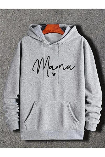 Massgai Unisex Mama Heart Printed Design Hooded Oversized Sweatshirt Hoodie