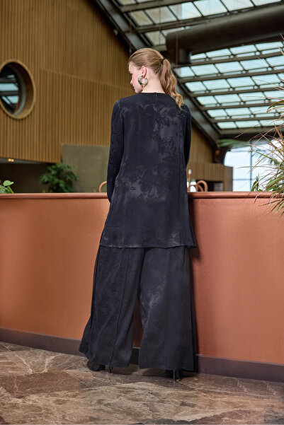 MissWhence Cupro Jacquard Tunic Set Black 38010