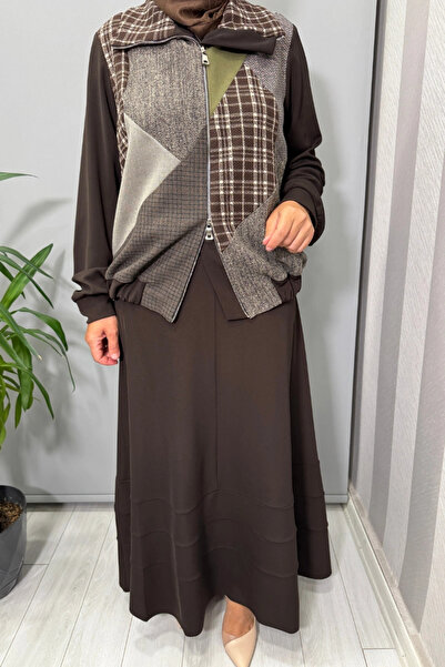 MissWhence Patcwork Jacket Suit Brown 38200