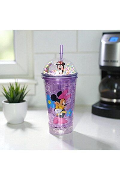 Kuzey Tacı Disney Mickey Mause Karakterli Simli ve Buz Hazneli Pipetli Bardak...