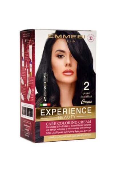 Beauty Experience مجموعة صبغة الشعر الإيطالية الدائمة زيرو 35 - اللون 2، أسود...