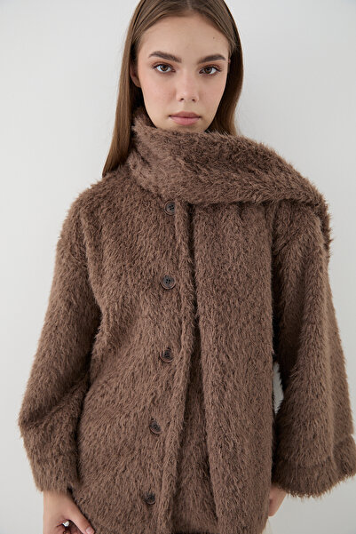 JASTE Women's Plush Shawl Collar Oversized Cardigan