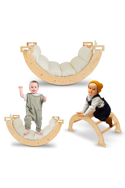 OEM Balansoar Pikler din lemn, tip Montessori, multifunctional, cu salteluta