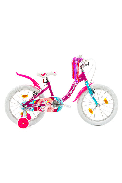 DHS Bicicleta Copii Unicorn Kids Bicycle - 18 Inch, Pink/Blue
