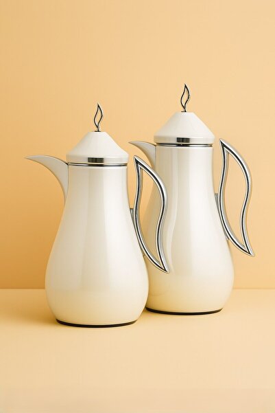 Generic High-end stainless steel tea and coffee thermos set with serving tray