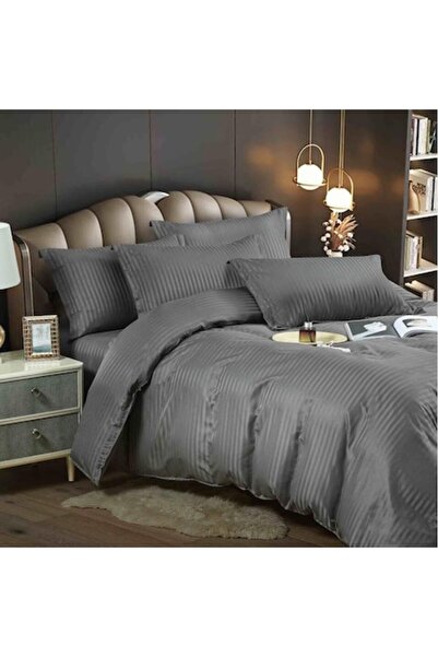 MHR Double cotton finet bedding set, 6 pieces, 4 pillowcases, gray