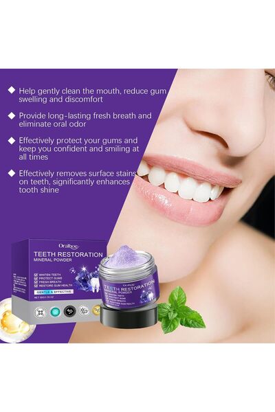 EELOHE 2Pcs Teeth Restoration Mineral Tooth Powder, 50g – Strengthens Teeth & Gums, Freshens Breath