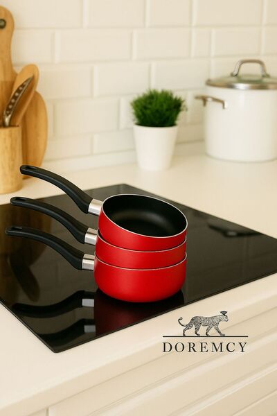 Doremcy 12 cm 3-Piece Mini Pan Set Milk Pan, Wok and Sauce Pan |   Teflon Non-Stick Suitable for Baby Food