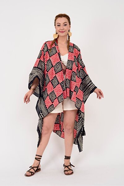 Park Moda An4012 Marine Geometric Pattern Poncho