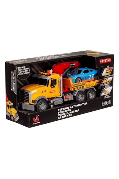 UnderShop Camion cu lumini și sunete, platformă și macara realistă cu vehicul de tractare, 42x14x21 cm, pentru copii