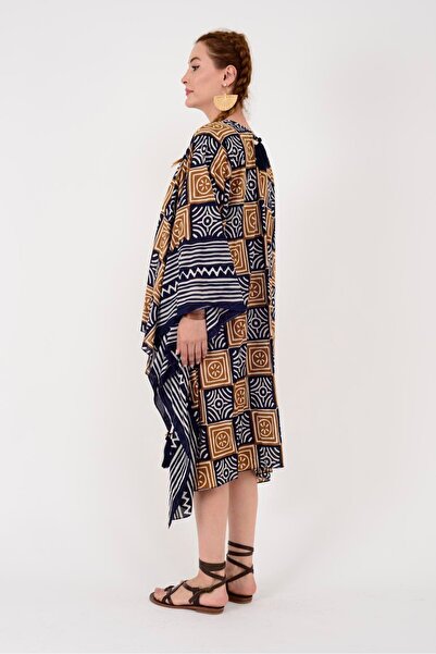 Park Moda An4012 Marine Geometric Pattern Poncho