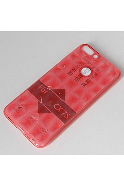 Other Huawei P Smart Silicone Back Protective Case with Diamond Pattern - Transparent Red