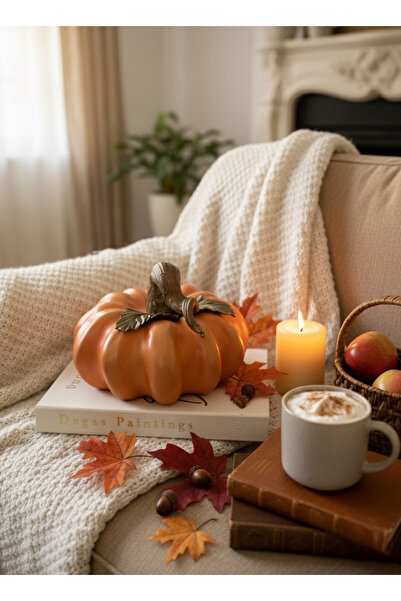 Liora Ceramic Dekoratif Büyük Boy Seramik Balkabağı – (28x26)