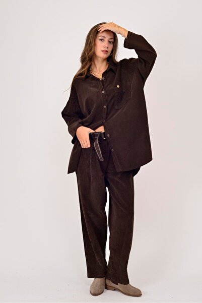 Park Moda 11439 Lova Fisto Detailled Tubular Velvet Shirt