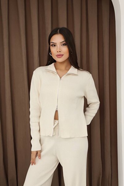 GND Double Zipper Premium Series Women's Knitwear Set, Bottom-Top Knitwear Set