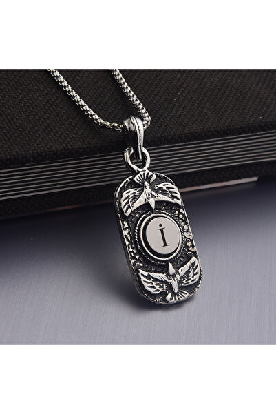 idolavm Eagles İ Harfli Uçan Kartal Erkek Çelik Kolye Takı Kişiye Özel Hediye...