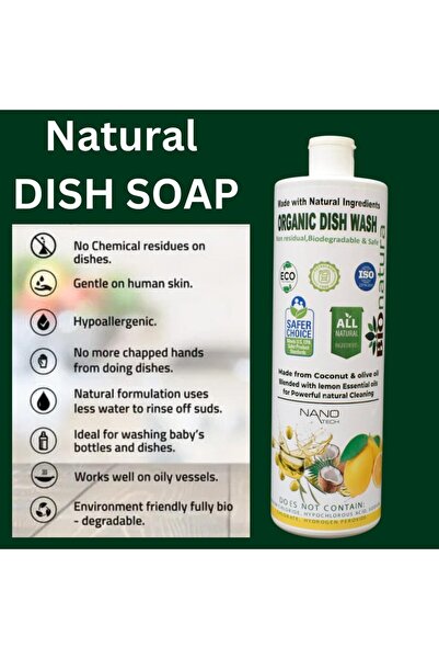 Bionatura Organic Dish Wash, Natural Grease Remover, Non-Toxic Dishwashing Liquid (1 L)
