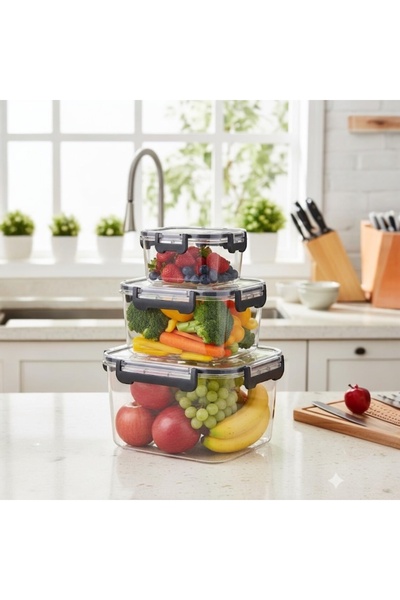 ABAREEK 3-piece square storage container set