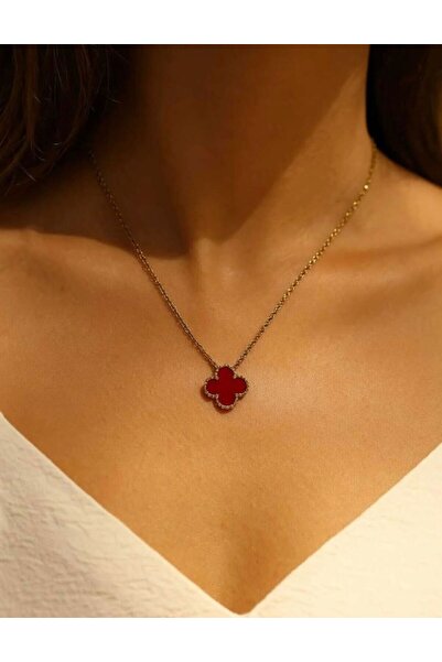 GÜLNAR BİJUTERİ قلادة بوردو تيك يونكالي فضية من الفولاذ المقاوم للصدأ 316L