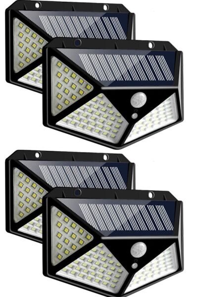 CÖDEL 4 Adet 100 Led Solar Güneş Enerjili Hareket Sensörlü Bahçe Garaj Ev Ayd...
