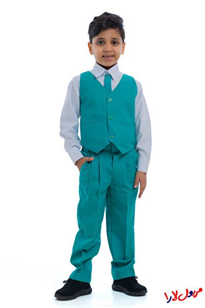 maryool lara بدلة روضة ولادي اخضر سادة ثلاث قطع