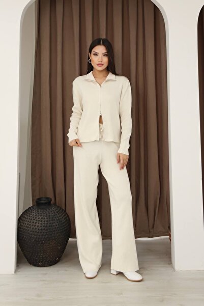 GND Double Zipper Premium Series Women's Knitwear Set, Bottom-Top Knitwear Set