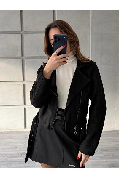 Coral سترة تاش تفاصيل مخططة 24280 باللون الأسود