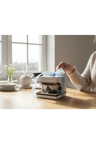 Bohem kutusu Hediye Kutulu Çiçekli Kahve - Çay Kupası