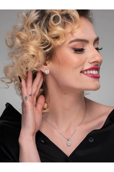 FELICELY Set Argint 925 Rodiat Pamela Colier + Cercei