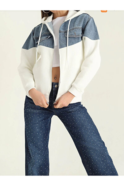 jöns since 1997 Women's Underwear Fleece-Lined K Hooded Jeans g Paneled Ecru Sweatshirt