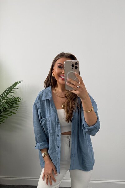 Lady Pixie Low Shoulder Fabric Oversize Shirt