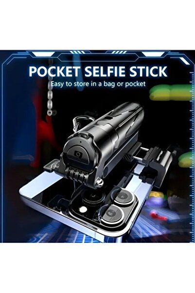 Generic P15 Mini Grip Quadripod Selfie Stick Tripod with Phone Mount & Wireless Remote (Black)