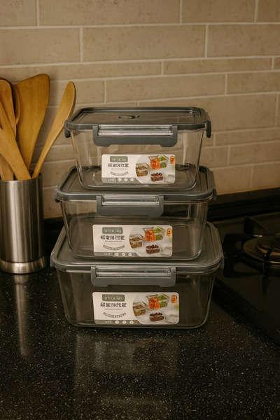 ABAREEK 3-piece rectangular storage container set