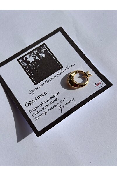 Tüko Store Öğretmeneler Günü Hediyesi Gümüş Hilal Yıldız Rozet