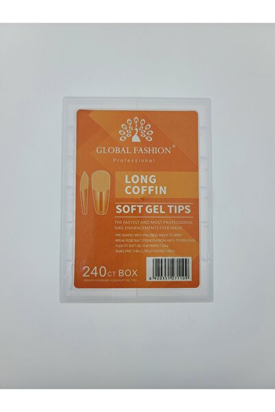 global fashion Set tipsuri din gel, 240 bucati, 12 marimi, forma patrat ingustat