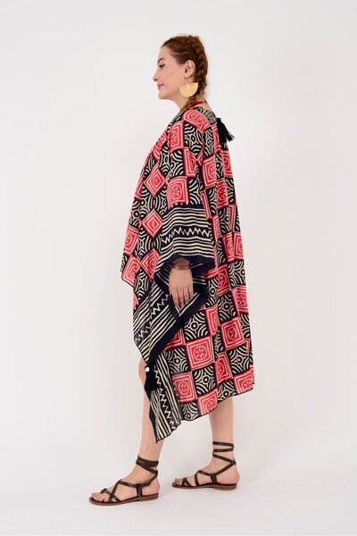 Park Moda An4012 Marine Geometric Pattern Poncho